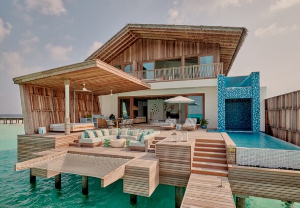 Two-storey villa on stilts over the ocean at .Here