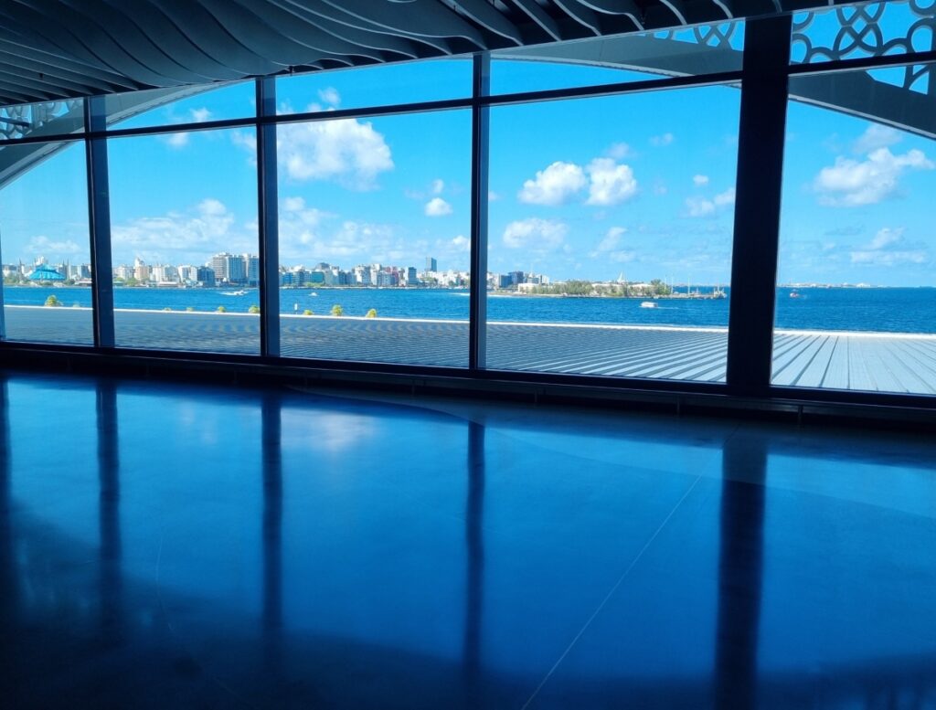View over the sea from Terminal 1 at Velana Airport 