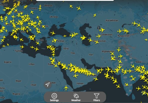 Direct flights and indirect ones avoiding Iran airspace
