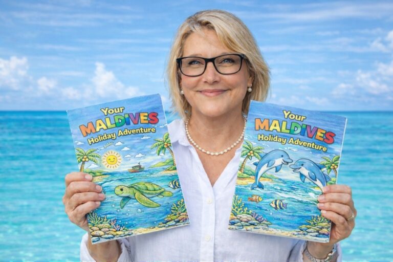 Sharon Garrett and the Maldives colouring books