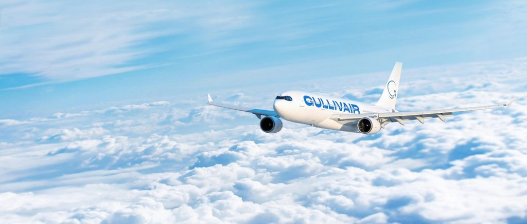 A GullivAir plane above the clouds