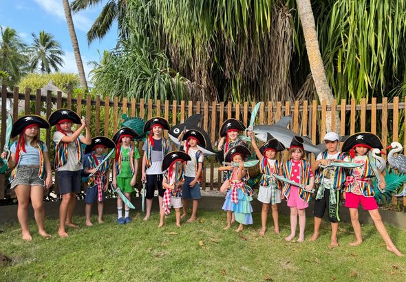 Kids in Halloween costumes at Niva Kuramathi