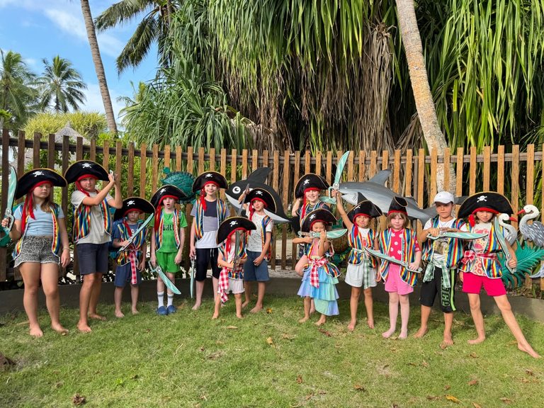 Kids in Halloween costumes at Niva Kuramathi
